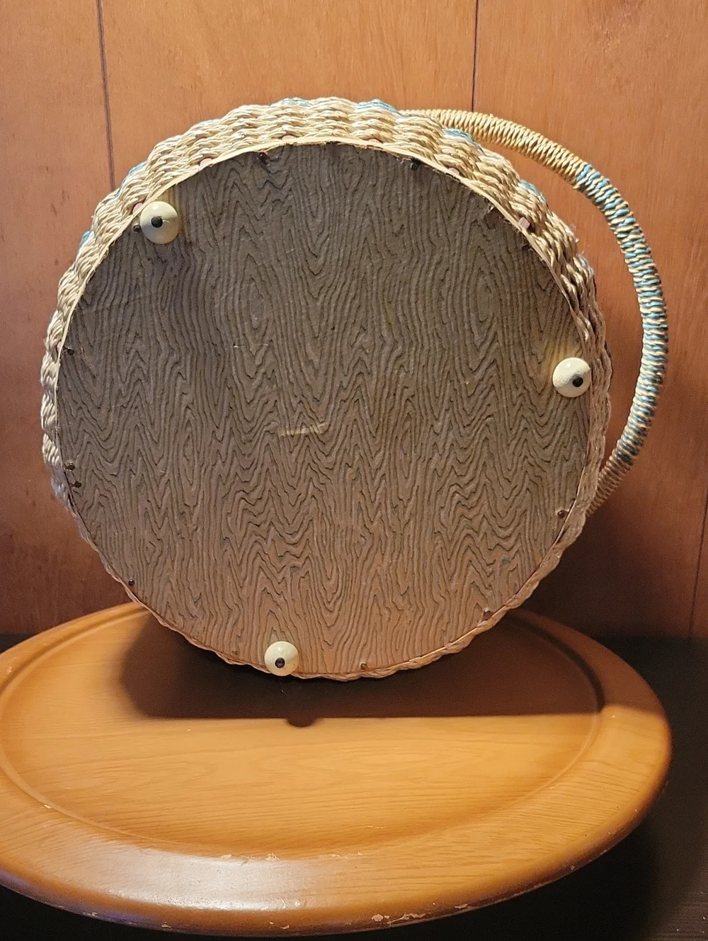 Woven Sewing Basket with Teal Accents - Home Accents